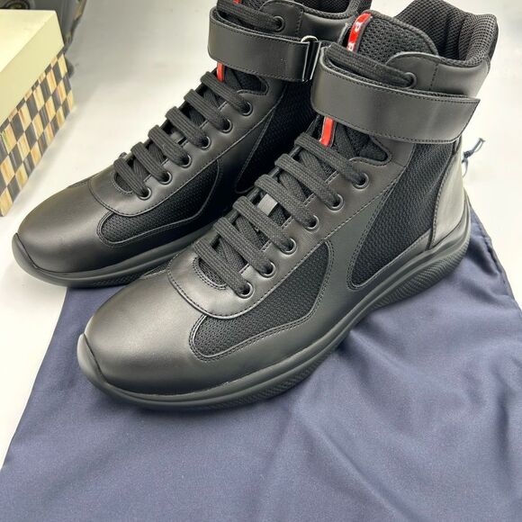 Men's Prada America's Cup high top leather sneakers size 8, made in Italy - Picture 1 of 10